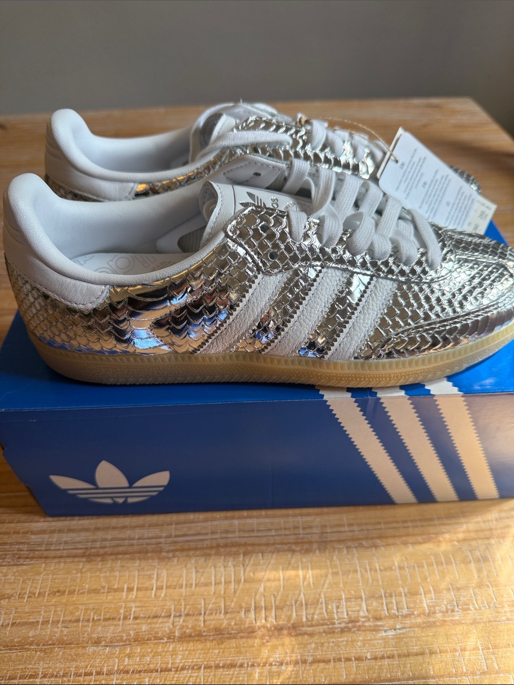 adidas Silver Snakeskin Samba Sneakers